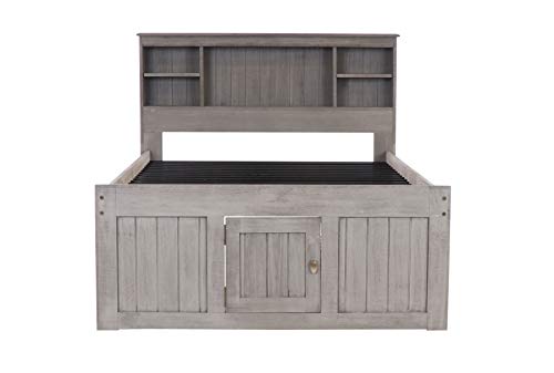 Discovery World Furniture Charcoal Full Bookcase Bed with 12 Drawers