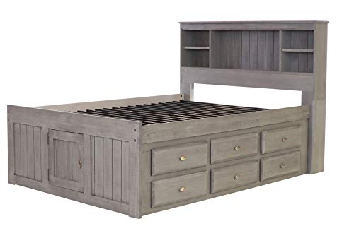 Discovery World Furniture Charcoal Full Bookcase Bed with 12 Drawers