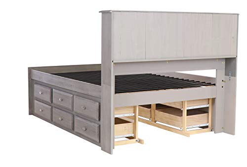 Discovery World Furniture Charcoal Full Bookcase Bed with 12 Drawers
