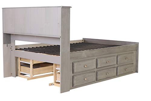 Discovery World Furniture Charcoal Full Bookcase Bed with 12 Drawers