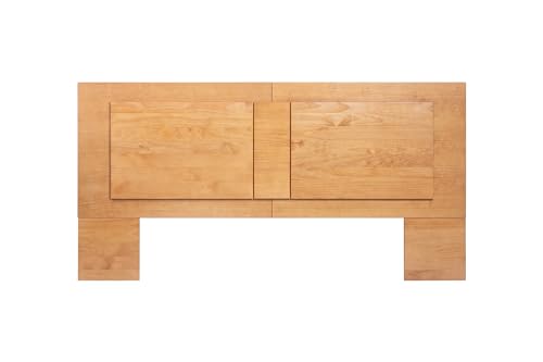 memomad Bali Slim Set: Storage Platform Bed with Drawers + Flat Panel Headboard (Queen Size, Oak Brown Wood)