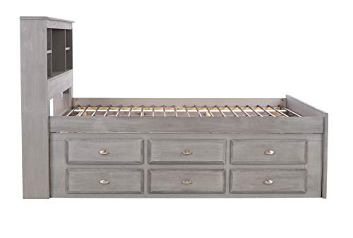 Discovery World Furniture Charcoal Full Bookcase Bed with 12 Drawers