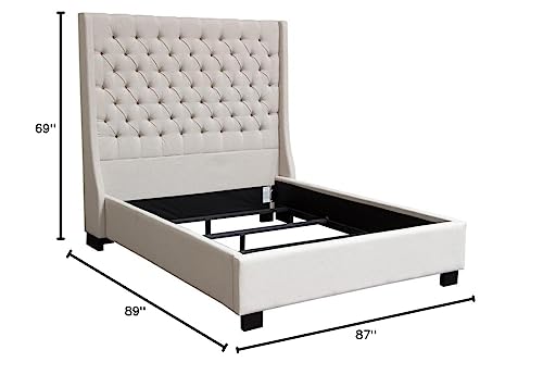 Diamond Sofa Park Avenue Eastern King Tufted Bed with Vintage Wing in Desert Sand Linen
