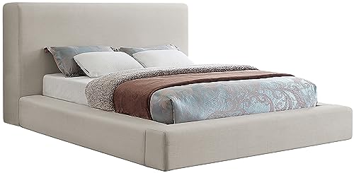 Meridian Furniture DevinBeige-K Devin Collection Modern | Contemporary Bed with Luxe Linen Textured Fabric, 97" W x 92.5" D x 45" H, Beige, King Bed