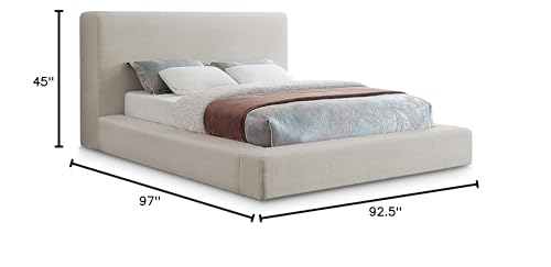 Meridian Furniture DevinBeige-K Devin Collection Modern | Contemporary Bed with Luxe Linen Textured Fabric, 97" W x 92.5" D x 45" H, Beige, King Bed