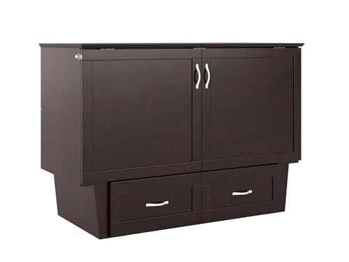 AFI, Monroe Murphy Bed Chest with 6 inch Memory Foam Folding Matttress, Built-in Charging Station and Storage Drawer, Full, Espresso