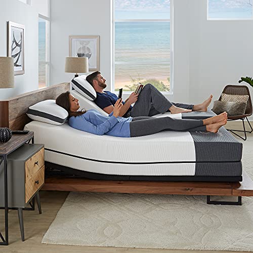 Blissful Nights Ananda 12" Pearl and Cool Gel Infused Memory Foam Mattress with Premium Adjustable Bed Frame Combo, Head Tilt, Massage, USB, Zero Gravity,Anti-Snore … (Split King)