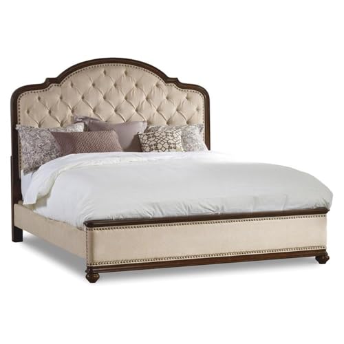 Hooker Furniture Leesburg Tufted Fabric Upholstered King Bed in Mahogany