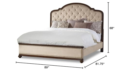 Hooker Furniture Leesburg Tufted Fabric Upholstered King Bed in Mahogany