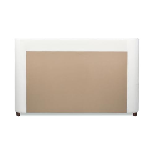 Jennifer Taylor Home Geneva Curved Wing Upholstered Bed Frame Platform, King, Antique White Polyester