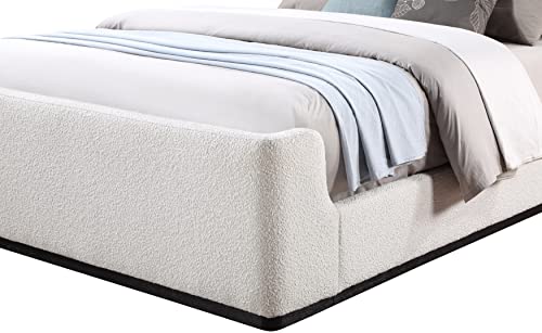 Meridian Furniture OliverCream-K Oliver Collection Modern | Contemporary Boucle Fabric Upholstered King Bed with Solid Wood Black Wire Brush Finish, 81.5" W x 87.5" D x 56.5" H, Cream, King