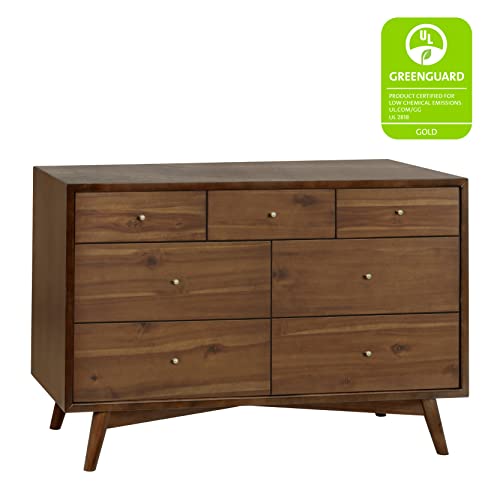 Babyletto Palma 7-Drawer Assembled Double Dresser in Natural Walnut, Greenguard Gold Certified