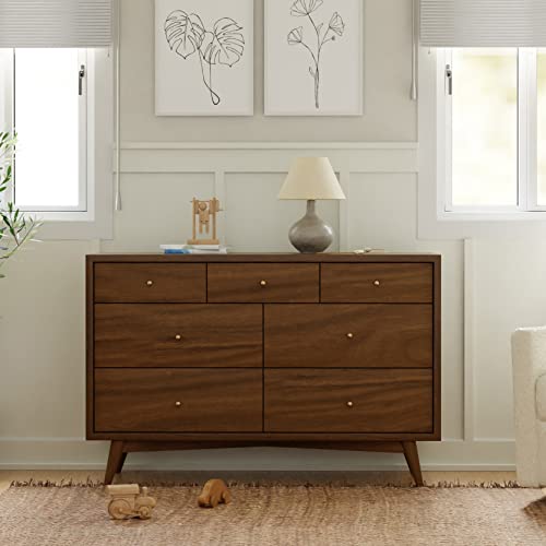 Babyletto Palma 7-Drawer Assembled Double Dresser in Natural Walnut, Greenguard Gold Certified