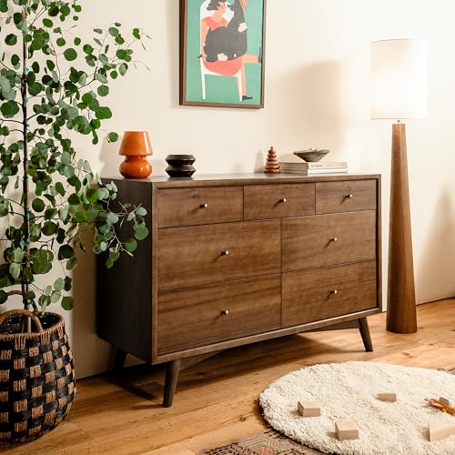 Babyletto Palma 7-Drawer Assembled Double Dresser in Natural Walnut, Greenguard Gold Certified