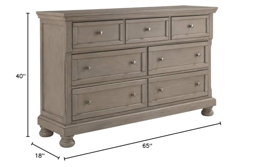 Signature Design by Ashley Lettner Modern Traditional 7 Drawer Dresser, Light Gray