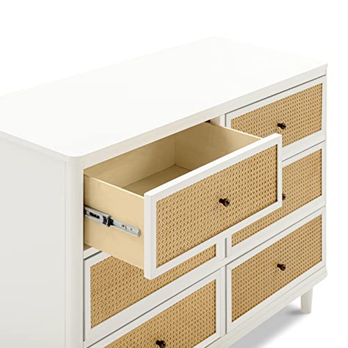 Namesake Marin with Cane 6 Drawer Dresser Warm White and Honey Cane