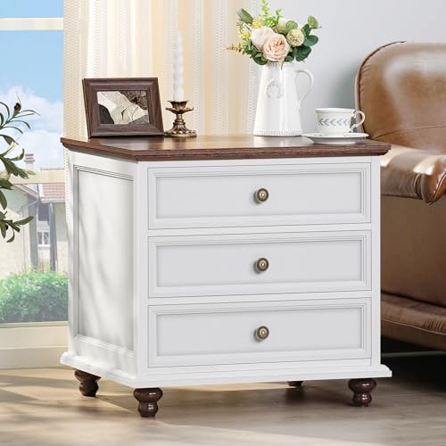 Joaxswe Farmhouse Dresser and Nightstand Sets 3 Piece, Nightstands Set of 2 and 7 Drawers Dresser for Bedroom, 54" Wide Dresser and 24" Inch Night Stand Set for Bedroom, Living Room, Hallway