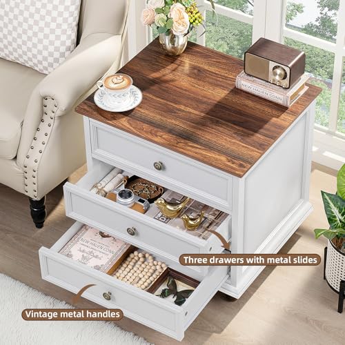 Joaxswe Farmhouse Dresser and Nightstand Sets 3 Piece, Nightstands Set of 2 and 7 Drawers Dresser for Bedroom, 54" Wide Dresser and 24" Inch Night Stand Set for Bedroom, Living Room, Hallway