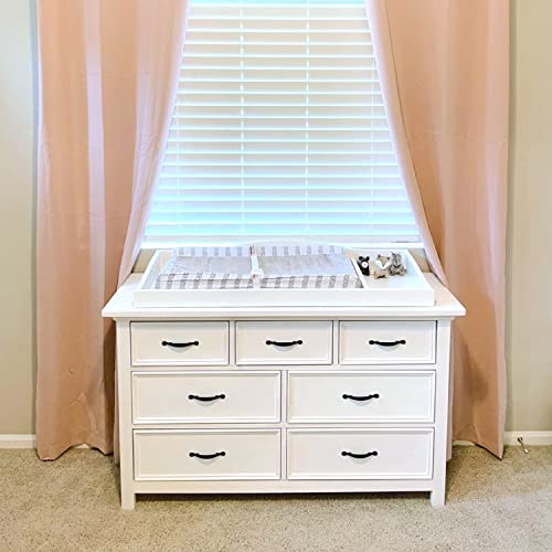 Evolur Belmar Double Dresser in Weathered White, Comes Assembled, Included Anti-Tip Kit, Seven Spacious Drawers, Dresser for Nursery, Bedroom, Wooden Nursery Furniture