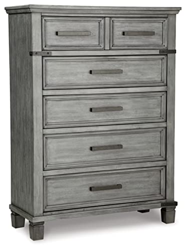 Signature Design by Ashley Russelyn Rustic 5 Drawer Chest of Drawers, Gray