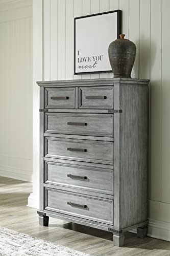 Signature Design by Ashley Russelyn Rustic 5 Drawer Chest of Drawers, Gray