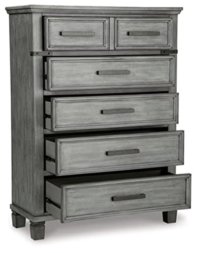 Signature Design by Ashley Russelyn Rustic 5 Drawer Chest of Drawers, Gray
