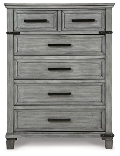 Signature Design by Ashley Russelyn Rustic 5 Drawer Chest of Drawers, Gray