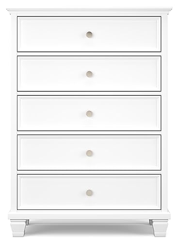 Signature Design by Ashley Fortman Casual 5 Drawer Chest for Bedroom, White