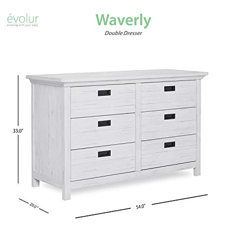 Evolur Waverly Double Dresser in Weathered White