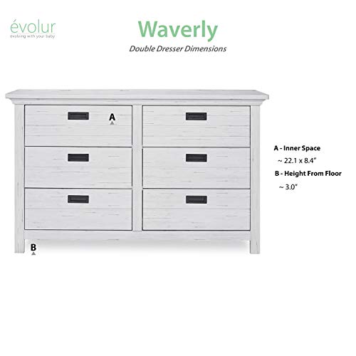 Evolur Waverly Double Dresser in Weathered White