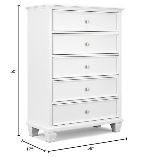 Signature Design by Ashley Fortman Casual 5 Drawer Chest for Bedroom, White