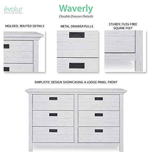 Evolur Waverly Double Dresser in Weathered White