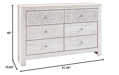 Signature Design by Ashley Paxberry Boho 6 Drawer Dresser, Whitewash