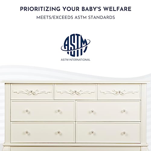 Evolur Aurora 7 Drawer Double Dresser, Ivory Lace