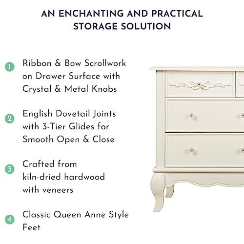 Evolur Aurora 7 Drawer Double Dresser, Ivory Lace