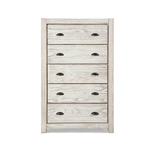 Grain Wood Furniture Montauk 5-Drawer Chest, Solid Wood with a Rustic Walnut Finish