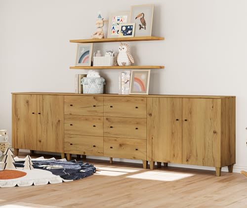 Extra Wide Rustic Oak Dresser with 6 Drawers