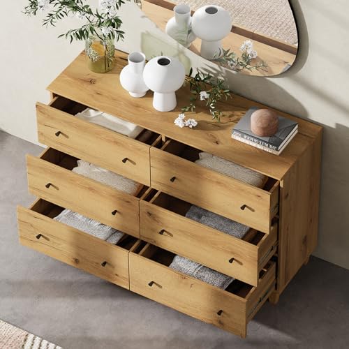 Extra Wide Rustic Oak Dresser with 6 Drawers