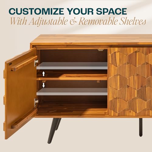 Georgina Solid Wood Mid-Century Sideboard Cabinet