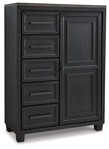 Foyland Contemporary Black Door Chest with Drawer