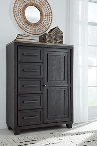 Foyland Contemporary Black Door Chest with Drawer