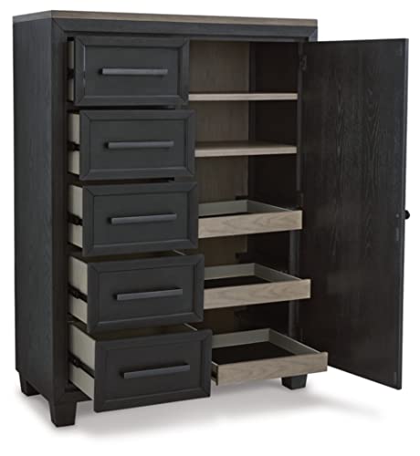 Foyland Contemporary Black Door Chest with Drawer