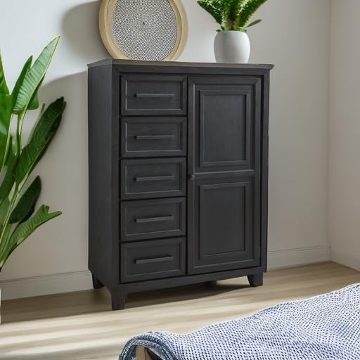 Foyland Contemporary Black Door Chest with Drawer