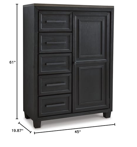 Foyland Contemporary Black Door Chest with Drawer