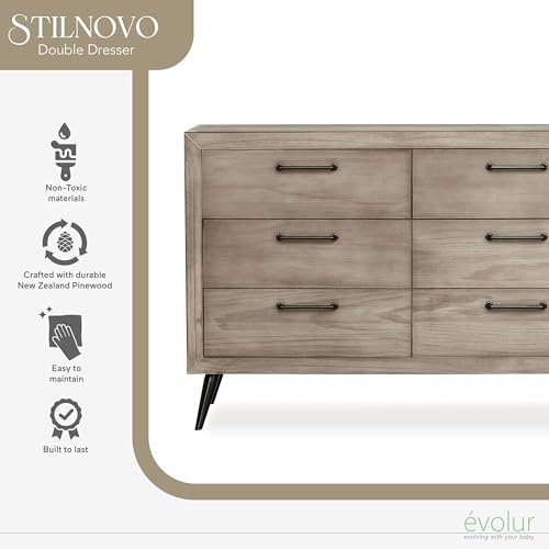 Mid Century Windsor Oak Grey Dresser by Evolur