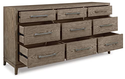 Chrestner Contemporary 9-Drawer Dresser in Brown