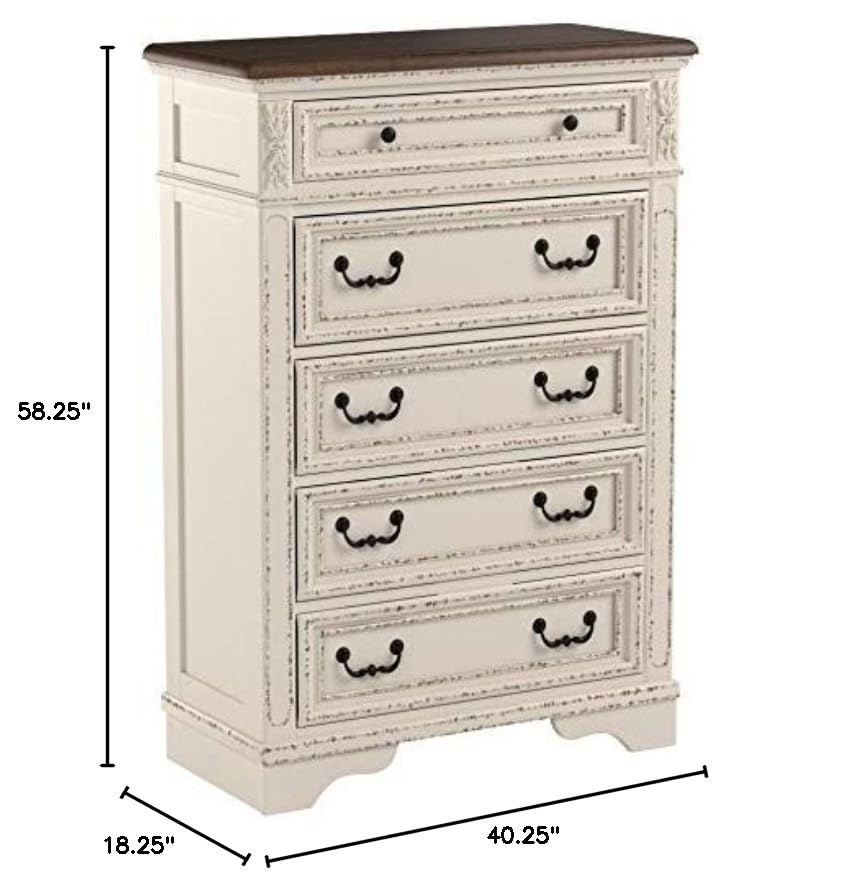 Realyn French Country Two Tone 5 Drawer Chest