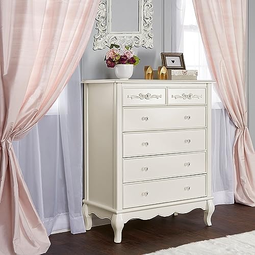 Evolur Aurora 6-Drawer Tall Chest - Ivory Lace