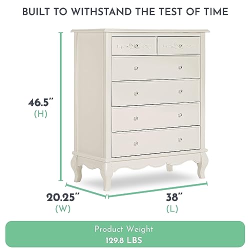 Evolur Aurora 6-Drawer Tall Chest - Ivory Lace