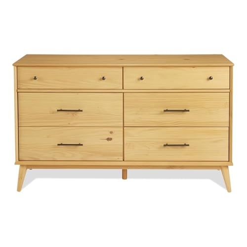 Mid-Century Solid Wood Dresser with 6 Drawers